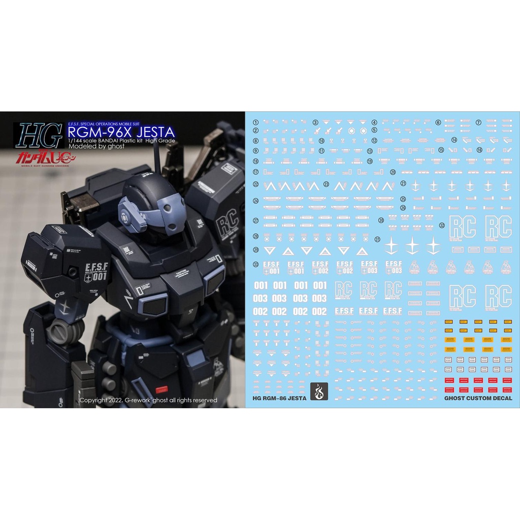 YAN GHOST HG RGM-96X JESTA รูปลอกสไลด์น้ํา YANHG052