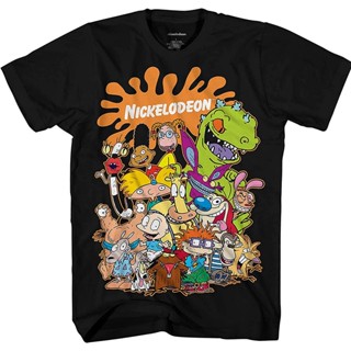 เสื้อยืด พิมพ์ลาย Nickelodeon 90S Rugrats Reptar Ren Stimpy And Hey Arnold สไตล์วินเทจ สําหรับผู้ชาย