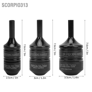 Scorpio313 Tattoo Grip อลูมิเนียมอัลลอยด์แบบมืออาชีพ Ergonomic Self Locking Hand Tube Supplies สีดำ