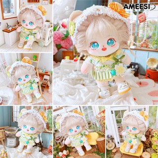 Ameesi ชุดเสื้อเชิ้ต กระโปรงพลีท ผ้าฝ้าย ลายดอกไม้ และกางเกง 20 ซม. 1 ชุด