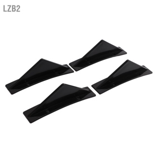 LZB2 4 pcs ด้านหลังกันชน Diffuser ABS โค้งสีดำเงาสปอยเลอร์ Shark Fin Universal สำหรับรถยนต์