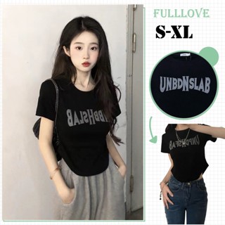 Fulllove Y2K เสื้อครอปท็อป คอกลม ตัวสั้น พิมพ์ลายตัวอักษร สไตล์เกาหลี สุดเซ็กซี่ สําหรับผู้หญิง crop top