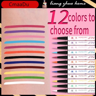 Dunuf ดินสอเขียนขอบตา อายไลเนอร์ เนื้อแมตต์ 12 สี สีสันสดใส กันน้ํา ติดทนนาน เครื่องสําอางแต่งหน้า สีเขียว สีฟ้า ปากกาอายไลเนอร์ เครื่องมือแต่งหน้า