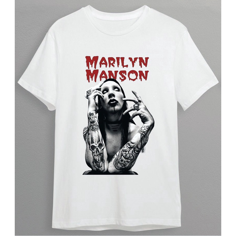 แฟชั่นใหม่ เสื้อยืด Marilyn Manson เสื้อยืดวงดนตรี เสื้อวง Marilyn Manson