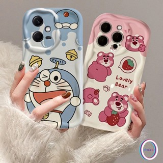 เคสโทรศัพท์มือถือ Tpu นิ่ม ขอบโค้ง ลายการ์ตูนโดราเอมอน สตรอเบอร์รี่ หมี ลอตโซน่ารัก 3D สําหรับ IPhone 7 6s 6 8 Plus 11 12 14 13 Pro Max XR X SX Max SE 2020