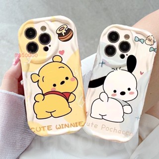 Cute Casing for iPhone 15 14 Pro Max 13 12 11 ProMax X XS XR 7 8 6 6S Plus SE 2020 New Cream Edge wiggle hips Winnie the Pooh Pochacco Cartoon Anti-fall Soft Phone Case Full Fine hole Lens Protection Back Cover NY 17