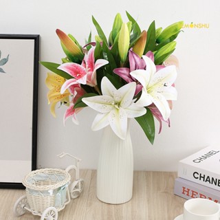 【LS】ช่อดอกลิลลี่ปลอม กิ่งสั้น ของขวัญ สําหรับตกแต่งบ้าน 1 ชิ้น