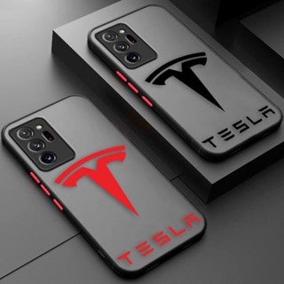 เคสโทรศัพท์มือถือ ลายโลโก้ Tesla สีดํา สีแดง สําหรับ Samsung Tesla A02 A02S A03 CORE A03S A04 A04S A04E A7 A10 A10S A11 A12 A12S A13 A32 A33 A52 4G 5G NOTE 8 9 10 20 10LITE PLUS ULTRA PRO