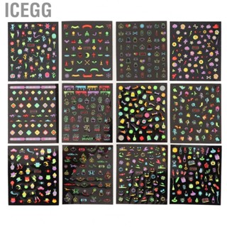 Icegg 12 Sheets Nail  Self Adhesive DIY Lasting Multifuctional Hallowe