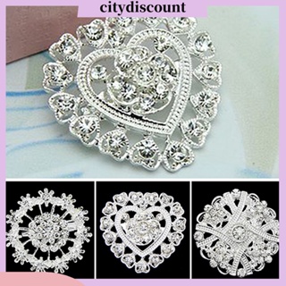 &lt;citydiscount&gt; เข็มกลัด รูปหัวใจ ดอกไม้ ประดับพลอยเทียม แวววาว ป้องกันสนิม สําหรับผู้หญิง งานแต่งงาน