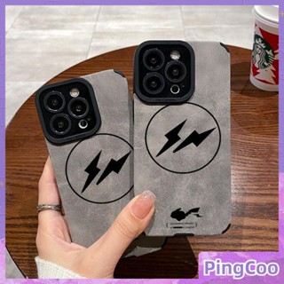 สำหรับ iPhone 11 Case Grey Leather Veneer Pupil Fur Case Soft เคสกันกระแทก Simple Lightning Cartoon เข้ากันได้กับ iPhone 14 Pro max 13 Pro max 12 Pro Max XR XS 7Plus 8Plus