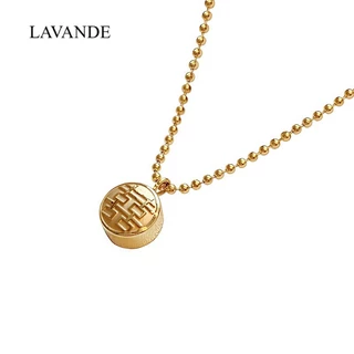 [LAVANDE] สร้อยคอเหล็กไทเทเนียม Fuzi สร้อยคอกันน้ําทอง 18K หรูหราความรู้สึกระดับไฮเอนด์ Fuxi สองด้านสร้อยคอไม่ซีดจางหญิง X01L0501