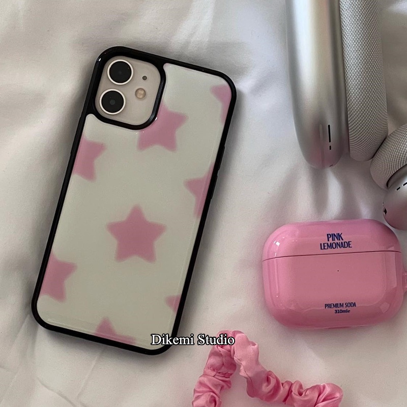เกาหลีinsสีชมพูstar Softสีดํากรอบเคสโทรศัพท์สําหรับIphone 16/15pro/13pro/14promax/13promax/12/11/xsmax/Xrโทรศัพท์มือถือป้องกันกรณี