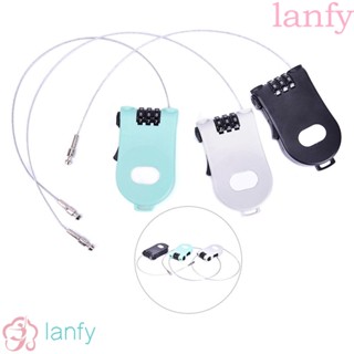 LANFY ตัวล็อกกระเป๋าเดินทาง 3 หลัก สายเคเบิลเหล็ก เชือกยืดสไลด์ได้ เพื่อความปลอดภัย สําหรับเดินทาง