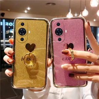 เคสโทรศัพท์มือถือ ลายกลิตเตอร์ พร้อมแหวนขาตั้ง สําหรับ Huawei nova 11 Pro Ultra 4G