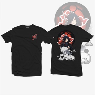 ผ้าฝ้ายแท้ Naruto Uchiha Madara Akatsuki ผ้าฝ้ายร้อนอะนิเมะตัวอักษรพิมพ์เสื้อยืด แฟชั่น Unisex