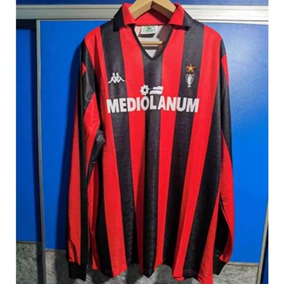 เสื้อกีฬาแขนยาว ลายทีมชาติฟุตบอล AC Milan 1989-90 AAA แบบแห้งเร็ว สไตล์วินเทจ สําหรับผู้ชาย ไซซ์ S-XXL