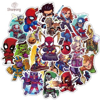 Shanrong สะติกเกอร์ สติกเกอร์ ลายกราฟฟิตี้ Avengers Spider Man กันน้ํา สําหรับติดตกแต่งกระเป๋าเดินทาง แล็ปท็อป สมุดภาพ กีตาร์ 50 ชิ้น ต่อแพ็ค