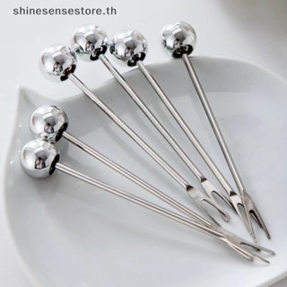 Shine ส้อมสเตนเลส ลายหมีน่ารัก พร้อมกระปุกเก็บ สําหรับจิ้มผลไม้ ขนมหวาน สลัด 6 ชิ้น