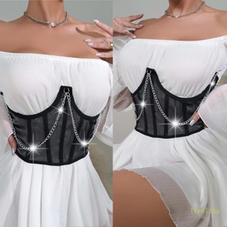 Treeling Corset เข็มขัดรัดตัว แบบผูกเชือก กว้าง สไตล์พังก์ สําหรับผู้หญิง