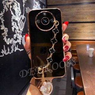 เคสโทรศัพท์มือถือ แบบนิ่ม ลายใบไม้ สีชมพู สีดํา สําหรับ Realme 11 Pro+ Plus 5G C53 NFC GT NEO5 SE 4G Realme11 11Pro 2023 Realme11Pro+