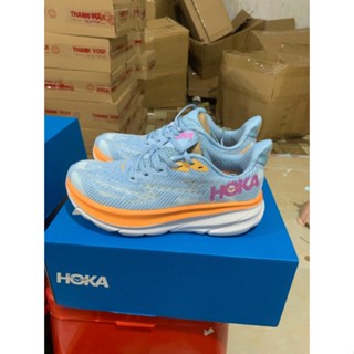 ใหม่ รองเท้าผ้าใบ รองเท้าวิ่ง HOKA ONE ONE Clifton 9 ดูดซับแรงกระแทก สีฟ้า สีส้ม X0UM 2023