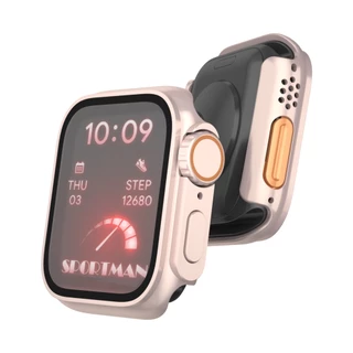 เคสกระจกนิรภัย PC แบบแข็ง ป้องกันหน้าจอ สําหรับ Apple Watch iWatch 45/41/40 มม. 44 มม. 49 มม.