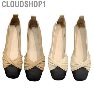 Cloudshop1 Women Flat Shoes  Simple Stylish Soft Sole Pointed Toe  PU Leather Rubber for Outing