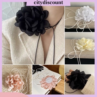 &lt;citydiscount&gt; สร้อยคอโช้กเกอร์ ลายดอกไม้ สีพื้น ปรับได้ สไตล์เรโทร สําหรับผู้หญิง