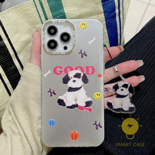 For เคสไอโฟน 14 Pro Max [Cute Dog Plating Puppy Chain] เคส Phone Case For iPhone 14 Pro Max Plus 13 12 11 For เคสไอโฟน11 Ins Korean Style Retro Classic Couple Shockproof Protective TPU Cover Shell