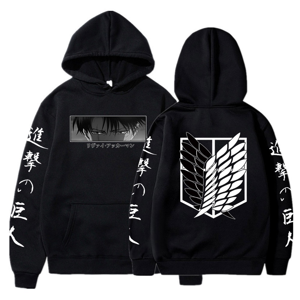 เสื้อกันหนาว มีฮู้ด ลายการ์ตูนอนิเมะ Attack On Titan AOT Levi Ackerman สวมใส่สบาย