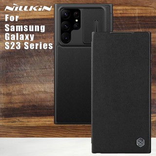 Nillkin เคสโทรศัพท์มือถือหนัง ฝาพับ พร้อมช่องใส่บัตร สําหรับ Samsung Galaxy S23 Ultra 5G SM S23 Ultrta