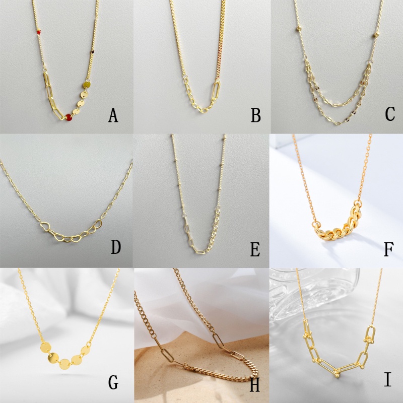925 สร้อยคอเงิน 18K Gold Chain อเนกประสงค์ patchwork จี้ U-รูปรอบสร้อยคอทองอุปกรณ์เสริมผู้หญิง