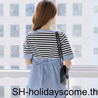 เสื้อแขนสั้น ลายทาง สําหรับหญิงตั้งครรภ์ ให้นมบุตร