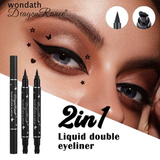 WONDA 2 ชิ้น ปีก อายไลเนอร์ แสตมป์, ดอกไม้ สีดํา ซีล อายไลเนอร์ ปากกา, ติดทนนาน หัวคู่ ดาว หัวใจ อายไลเนอร์ ดินสอ สําหรับเครื่องมือแต่งหน้า-ชุด