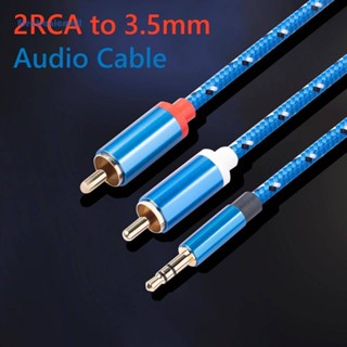 [ElectronicMall01.th] สายสัญญาณเสียง แจ็ค AUX 3.5 Y อลูมิเนียม 3.5 มม. เป็น 2RCA สําหรับเครื่องขยายเสียง โฮมเธียเตอร์