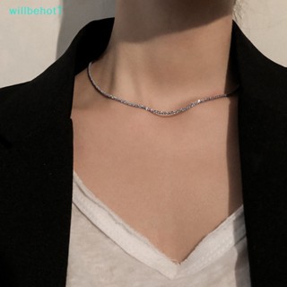 [WillbehotT] สร้อยคอโซ่ สีเงิน แวววาว เรียบง่าย ยอดนิยม เครื่องประดับ สําหรับผู้หญิง งานแต่งงาน งานเลี้ยงวันเกิด [ใหม่]