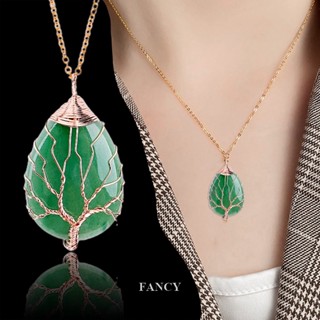 Fancy สร้อยคอ จี้หินโอปอลธรรมชาติ แฮนด์เมด สีโรสโกลด์