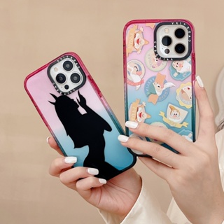 Casetify เคสโทรศัพท์มือถือแบบแข็ง แต่งกลิตเตอร์ ไล่โทนสี สีชมพู สีฟ้า สําหรับ iPhone 14 13 12 Pro Max