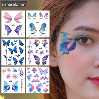 Nanasn| สติกเกอร์รอยสัก ลายปีกผีเสื้อ สีชมพู กันน้ํา เหมาะกับฤดูร้อน สําหรับปาร์ตี้ M2U3