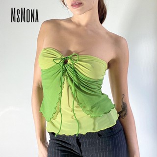 เสื้อสายเดี่ยว ผ้าตาข่าย แต่งลูกไม้ สีคอนทราสต์ สไตล์แฟรี่ สําหรับเด็กผู้หญิง