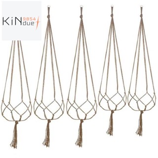 ที่แขวนกระถางต้นไม้ ผ้าฝ้าย แต่งลูกไม้ สําหรับแขวนเพดาน (5 ชุด)