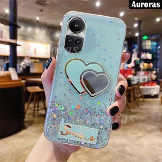 เคสโทรศัพท์มือถือแบบนิ่ม ใส แต่งกลิตเตอร์ ดาว หัวใจ สําหรับ OPPO Reno 10 Pro Plus Reno10 Pro Plus