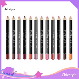 Chicstyle ดินสอเขียนขอบปาก ลิปไลเนอร์ เนื้อแมตต์ กํามะหยี่ กันน้ํา ติดทนนาน 12 สี