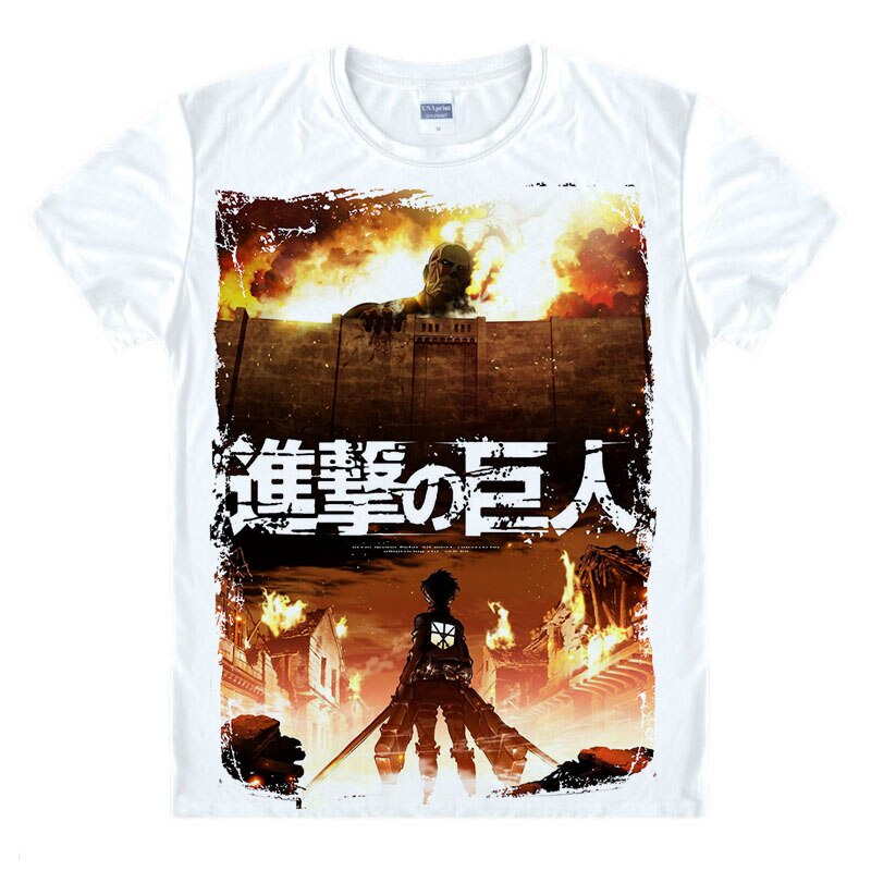 [S-5XL]เสื้อยืด พิมพ์ลาย Attack On Titan Mikasa Levi No Kyojin สําหรับผู้ชาย