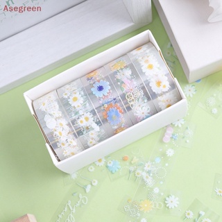 [Asegreen] เทปกาววาชิ ลายดอกเดซี่ สีโปร่งใส สําหรับตกแต่งสมุดภาพ เครื่องเขียน Diy 5 ชิ้น