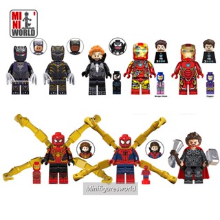 ของเล่นบล็อกตัวต่อฟิกเกอร์ Thor Iron Spiderman Zombie Spiderman Black Panther Venom Spiderman ขนาดเล็ก