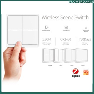 Tuya Smart Zigbee Wireless Free Sticker 4-way Panel Scene Button Switch Tuya Smart Zigbee Wireless Free Sticker ดอกไม้