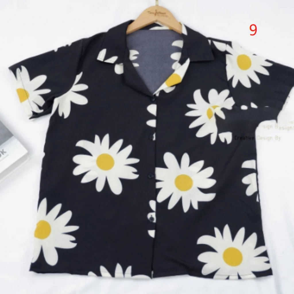 เสื้อเชิ้ตคอปกลายดอกไม้ แขนสั้น สไตล์ฮ่องกง thumbnail 4