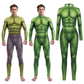 ชุดจั๊มสูท คอสเพลย์ หุ่นยนต์ Superhero Incredible Hulk 3D สีเขียว สไตล์พังก์ เหมาะกับปาร์ตี้ฮาโลวีน สําหรับผู้ชาย และผู้หญิง